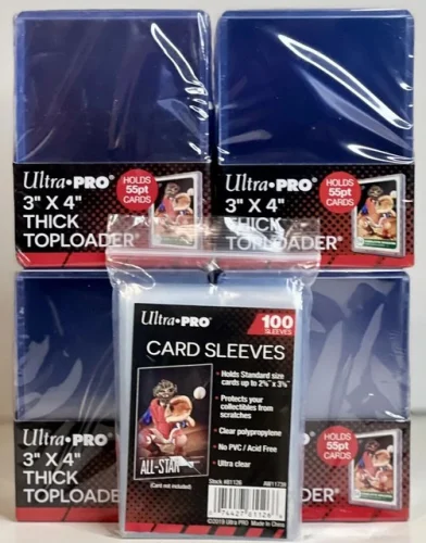 Ultra Pro 3X4 55pt Thick Toploaders & Sleeves 100 Count Combo