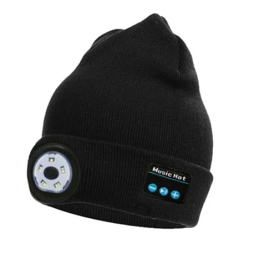 ESULOMP 3 in 1 Wireless Bluetooth Headphone Led Thermal Lamp Cap Outdoor Night Run Lighting Red Blue Flashing Bluetooth Cap