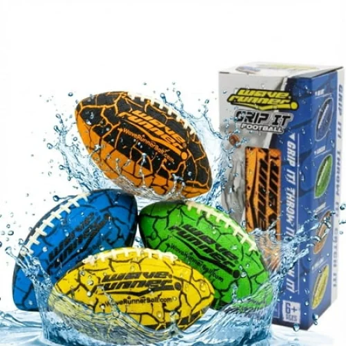 Wave Runner Grip It Waterproof Football with Sure-Grip Technology, 9.25 Inch