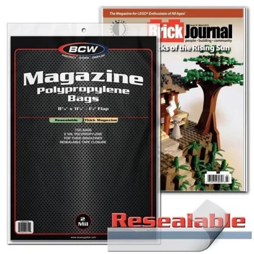 New (500 ct) BCW Magazine Resealable Thick Bag-Acid Free