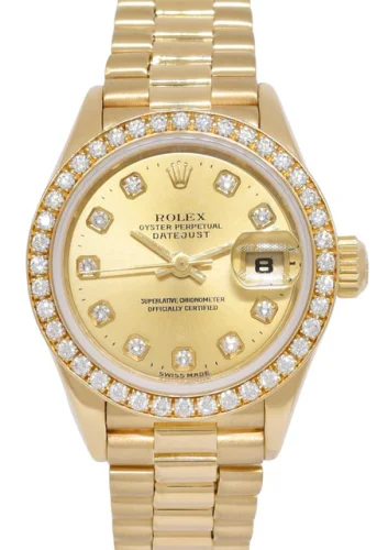 Rolex Datejust President 18k Yellow Gold Champagne Diamond 26mm Watch '86 69178