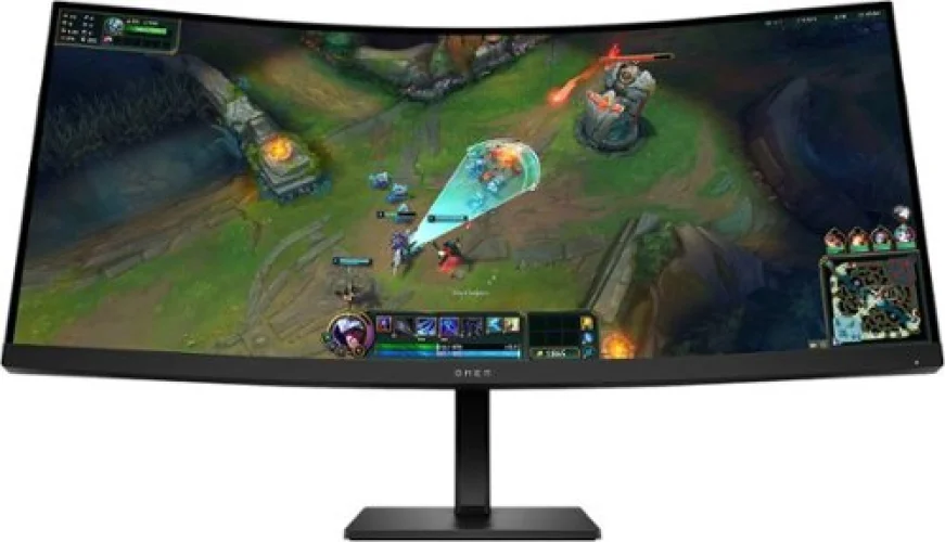 HP OMEN - 34" VA Curved WQHD 180Hz AMD FreeSync Premium Gaming Monitor with Adjustable Height (DisplayPort, HDMI) - Black