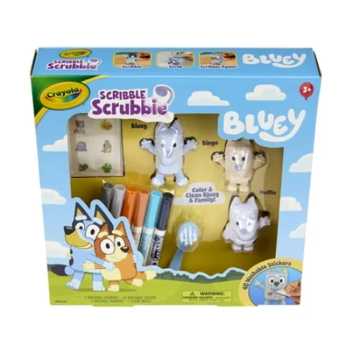 Crayola Bluey Scribble Scrubbie Pets Playset, 3ct, Color and Wash Bluey Toy, Arts and Crafts, Creative Gift for Toddlers, Ages 3+