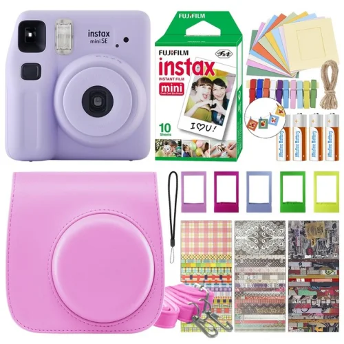 Fujifilm Instax Mini SE Instant Camera Purple with 10 Film Prints+ Accessory Kit