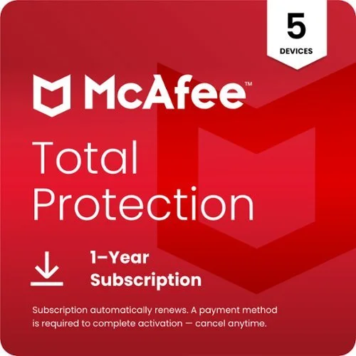 McAfee - Total Protection (5-Device) Antivirus Software with Scam Protection (1-Year Subscription with Auto-Renewal) - Windows, Mac OS, Chrome, Apple iOS, Android [Digital]