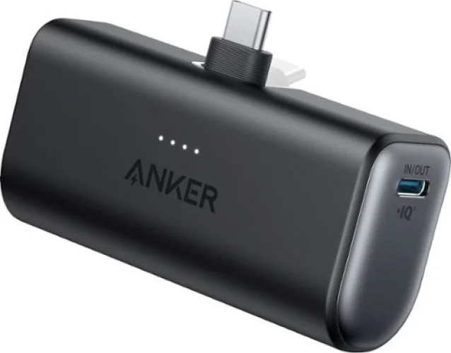 Anker - Nano Power Bank (5,000mAh, 22.5W) w/ Built-in Foldable USB-C Connector - Black