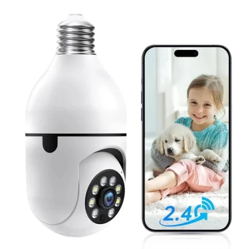 2.4GHz Light Bulb Security Camera 1080P Security Cameras Wireless Outdoor Indoor 360&deg;Color Night Vision, Motion Detection, Audible Alarm, Two-Way Talk, Easy Installation