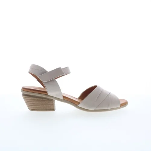 Miz Mooz Kacie Womens Gray Leather Strap Heeled Sandals Shoes