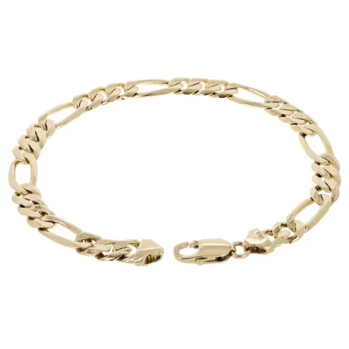 Men's 14k Yellow Gold Solid Figaro Chain Bracelet 8" 7.75mm 20.8 grams