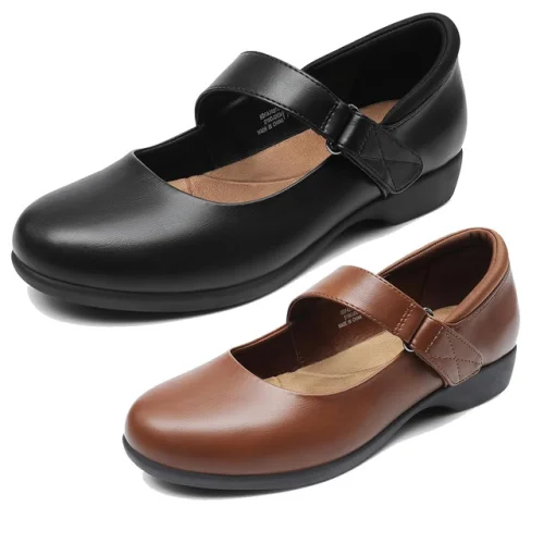 Women Ballet Mary Jane Flats Ankle Strap Round Toe Business Office Shoes