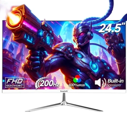 Gawfolk 24.5" 200Hz Gaming Monitor FHD 1080P, IPS,Sleek White Design with Built-in Speakers