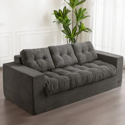 MAXYOYO Corduroy Boneless Couch,Comfy Sofa Couch with Tufted Cushion & Backrest