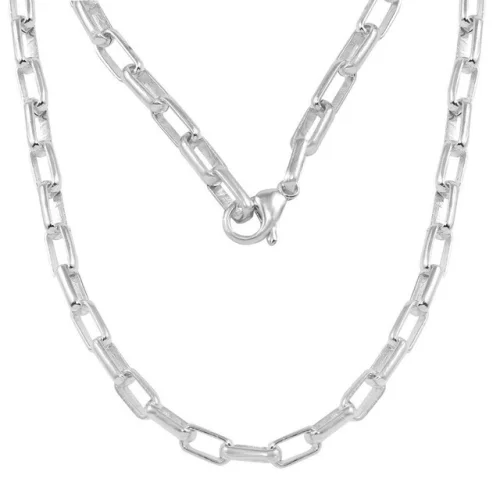 14k White Gold Handmade Fashion Link Necklace 18" 5.6mm 30.2 grams