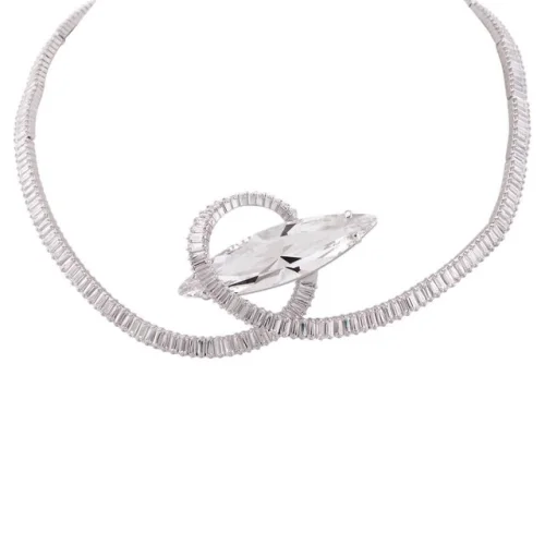 Swarovski Matrix Baguette Cut Rhodium Plated Choker