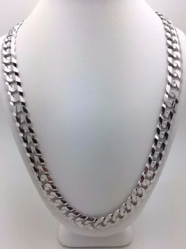 10k White Gold Solid Curb Cuban Link Chain Necklace 20" 9mm 37.8 grams