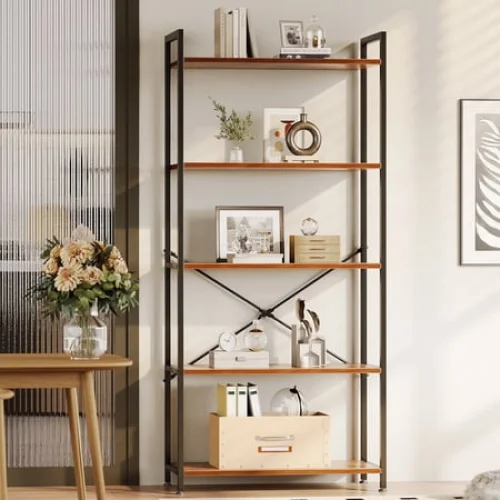 Casacomoda 5-Tier Bookshelf, Freestanding Book Shelf, Home Office Bookcase, Storage Shelving Unit for Bedroom, Living Room, Vintage