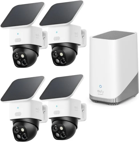 eufy SoloCam S340 Solar Wireless Outdoor Camera 4-Cam Kit 360&deg; Pan & Tilt Wi-Fi