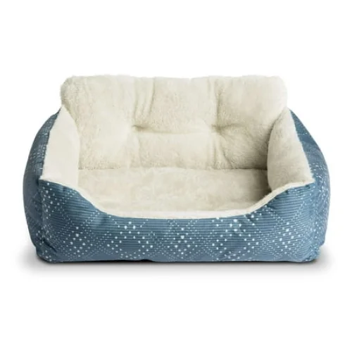 Vibrant Life Puppy Dog Bed, Plush Bolster Dog for Small Dogs, Small, 21" x 17", Blue