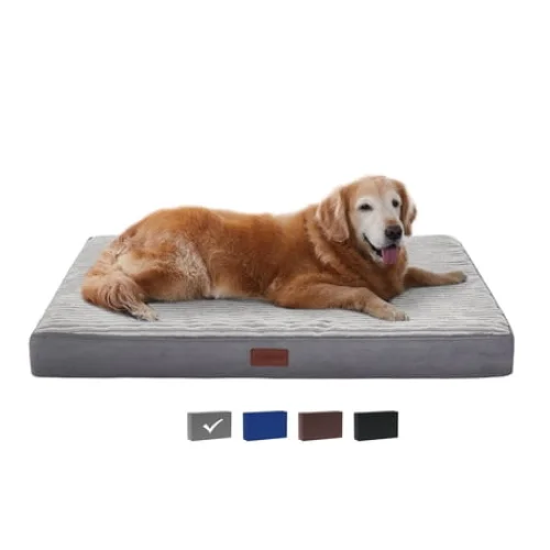 Ophanie Orthopedic Dog Bed for Large Dogs with Removable Washable Cover, Non-Slip Bottom & Waterproof Liner, Suitable for Crates, 35"x22"x3.5", Gray