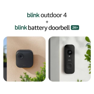 Blink Outdoor 4 Camera + Battery Doorbell Bundle (1080p/2K, Sync Module Included)