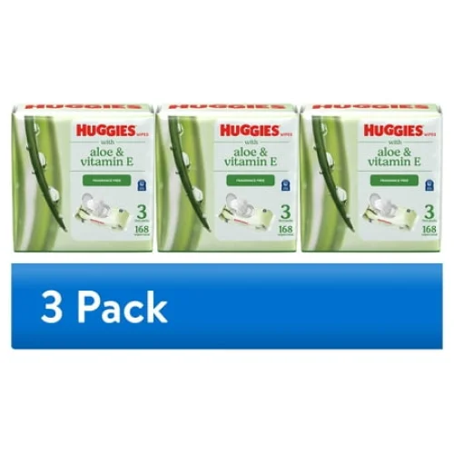 (3 pack) Natural Care Baby Wipes, Unscented, White, 56/pack, 3-Pack/box, 3 Box/carton