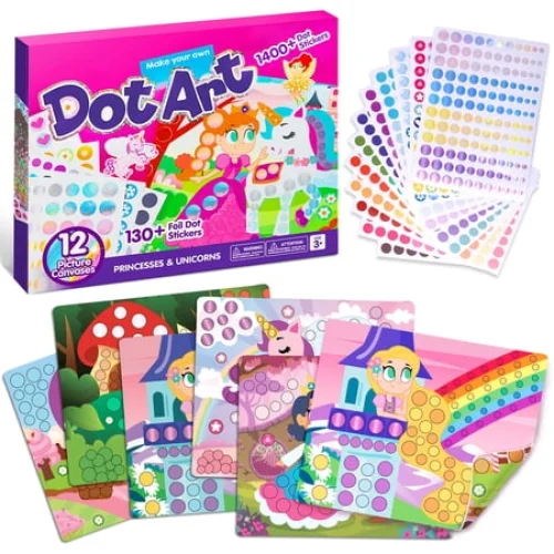 Joyfy Unicorns and Princess Dot Markers, Over 1470 Pcs Sticker Poke A Dot Book, Ages 3-5 Toddler Arts and Crafts Supplies, Christmas Birthday Gifts