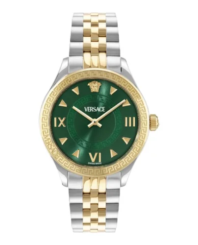 Versace Women's Hellenyium Swiss Quartz Watch, Green Sunray Dial, Two-Tone