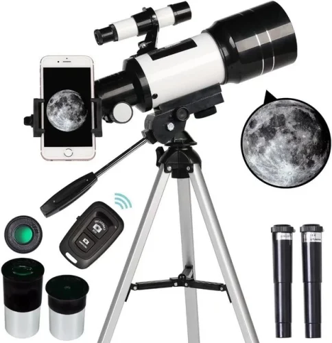 ToyerBee 70mm Aperture Refractor (15X-150X) Portable Travel Telescope - BLACK