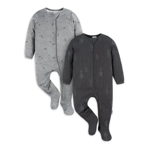 Gerber Baby Boy Sleep &acute;N Play Footed Cotton Pajamas, 2-Pack, Sizes Newborn - 3/6 Months