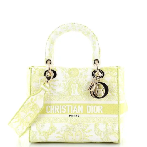 Christian Dior Lady D-Lite Bag Embroidered Canvas Medium