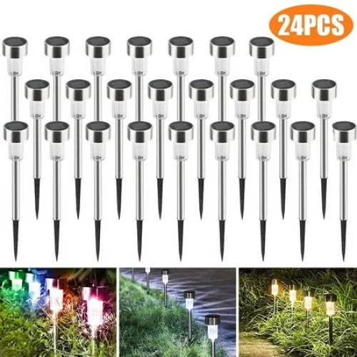 BLITZWILL Solar Lights Outdoor, 24Pack LED Waterproof Pathway Lights for Garden, Landscape, Path, Yard, Patio, Warm White