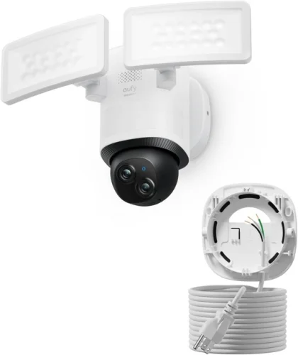 eufy Outdoor Floodlight Security Camera E340 & 20ft AC Cable 360&deg; PTZ Wi-Fi