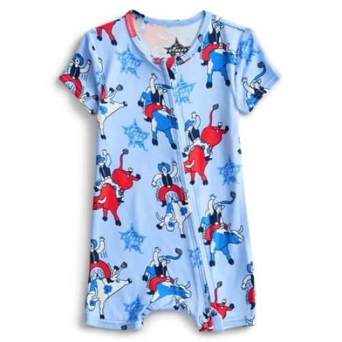 Professional Bull Rider Baby Boys Cozy and Comfortable Patriotic Americana Shortie Romper, Sizes NB-24M