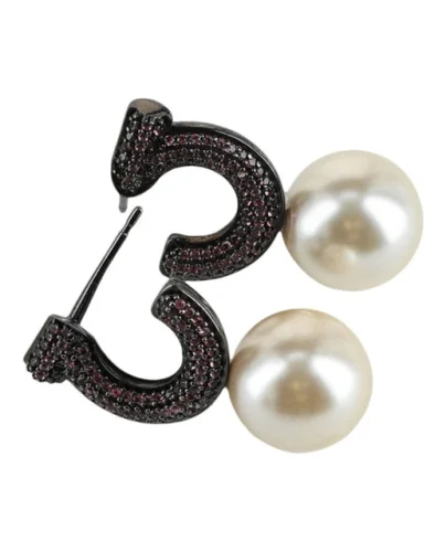 Ferragamo Womens Gancini Faux Pearl Stud Earrings