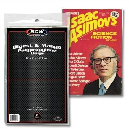 1 Case 1000 BCW Manga / Readers Digest 2 Mil Poly Bags 6 X 7 5/8 Archival Safe
