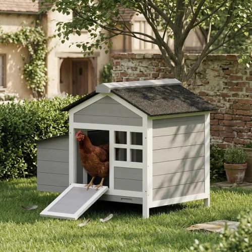 PawHut Chicken Coop Outdoor with Nesting Box, Rabbit Hutch, 36" x 25" x 27