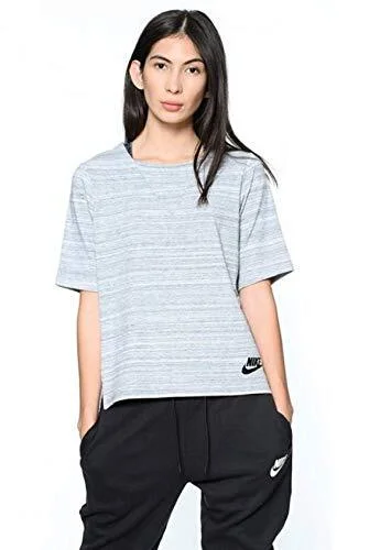 Nike Women's Sportswear Advance 15 Top Heather Grey Sz L 838954-100