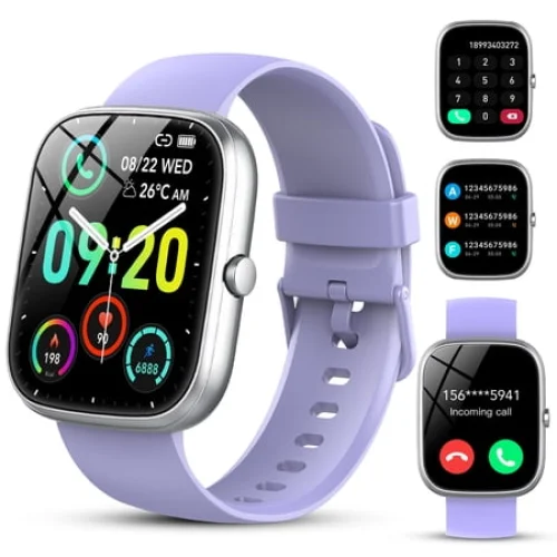 Smart Watch Fits for Android and Iphone, IP68 Waterproof Smartwatch for Women Men 100+ Sports Modes 1.91-inch Fitness Tracker, Smart Watch with Bluetooth Call(Answer/Make Calls), for Gift Purple