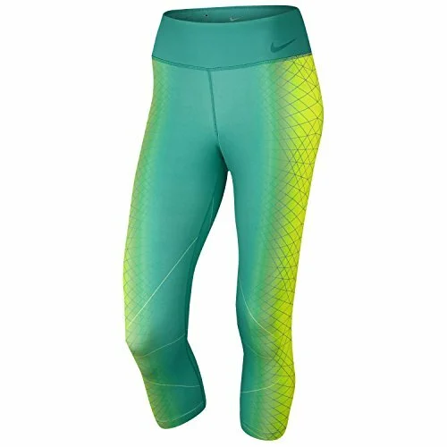 Nike Women's Power Legendary Capris Leggings Green/Yellow Sz XS 803425-702