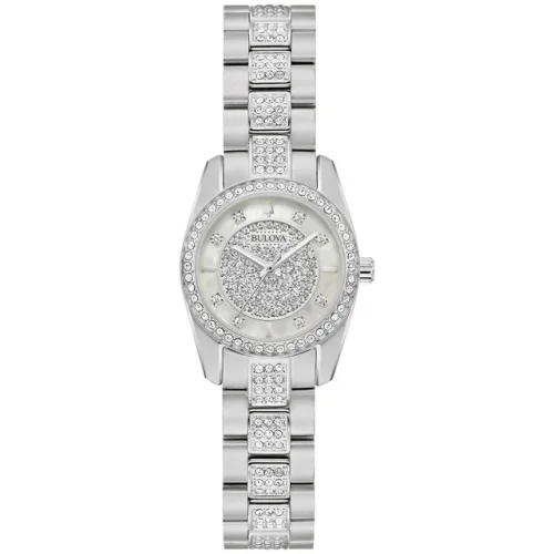 Bulova Women's Crystal Quartz Silver Watch 23MM 96L313