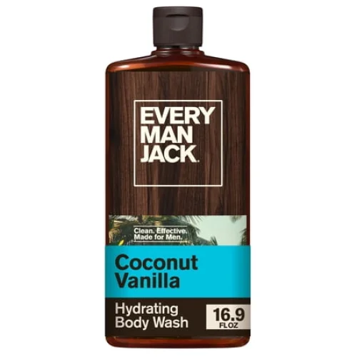 Every Man Jack Coconut + Vanilla Hydrating Body Wash for Men, Naturally Derived, 16.9 fl. oz