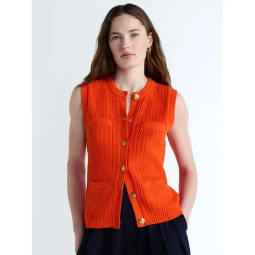 Free Assembly Women's and Women's Plus Button Front Cable Knit Sweater Vest, Lightweight, Sizes XS-4X