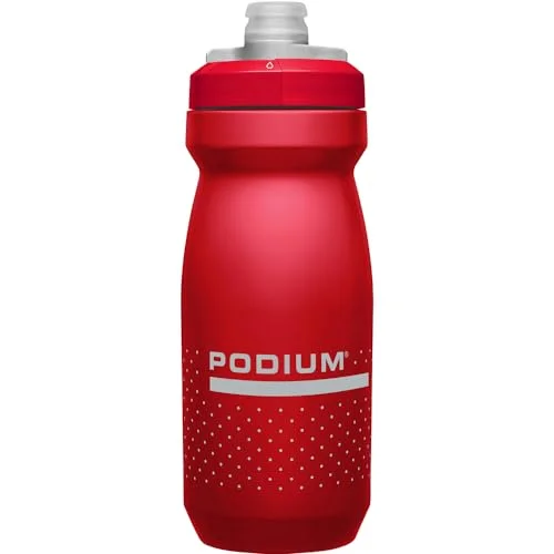 CamelBak Podium Bike Squeeze Water Bottle, High‑Flow Easy‑Squeeze Design for Cycling Performance, 21oz, Red