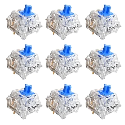 Zhouwang 70Pcs Crystal Blue Switch,2Pcs Kailh Box Experience Switch,Crisp Clicky,Suitable clicker for 3D Prints and Mechanical Gaming Keyboards.