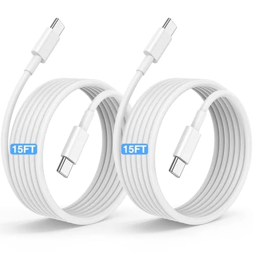 USB C to C Fast Charger Cable 15ft, Long Type C to USB C Charging Cord Wire for Apple iPhone 17 Pro Max/17 Air/16 Pro/15 Plus,MacBook Pro 2021/2020/2019/2018,iPad 12.9/11 inch/Mini/Air,Samsung Galaxy