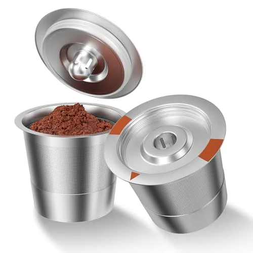 FAQQMCVY Reusable K Cups Coffee Pods for Keurig: Full Stainless Steel Refillable K Cups Coffee Filter Compatible 1.0 and 2.0 Coffee Makers-brewers (2Pack)