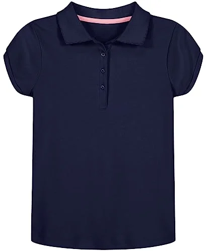 Nautica Girls School Uniform Short Sleeve Pique Polo Shirt, Navy, 14-12 US