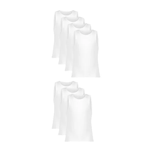 Hanes Unisex Baby White Tank Tops Pack, 7-Pack, Soft Cotton Kids Clothes, Boys Undershirt Tank Tops, Moisture Wicking