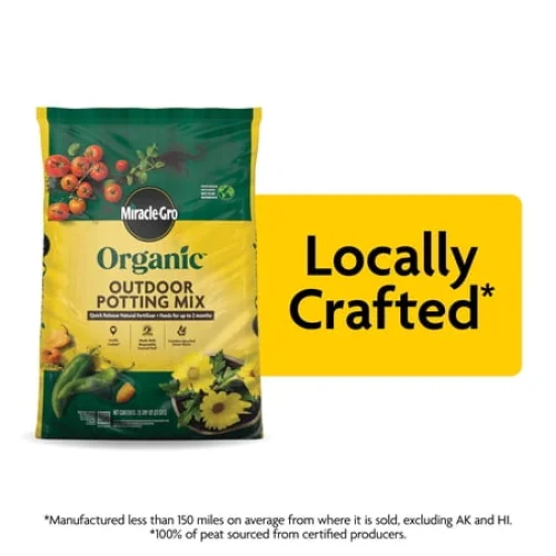 Miracle-Gro Organic Outdoor Potting Mix 25 qt. Soil for Container Plants, Contains Quick-Release Natural Fertilizer, OMRI Listed