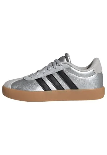 Adidas Unisex-Kids VL Court 3.0, Silver Metallic/Black/Solid Grey, 4